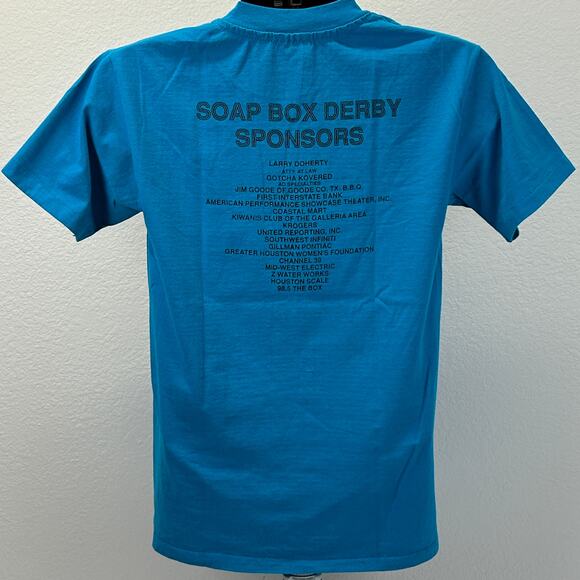 Vintage Soap Box Derby T Shirt Mens S Small Blue 90s Houston Texas Made In USA - Picture 3 of 7
